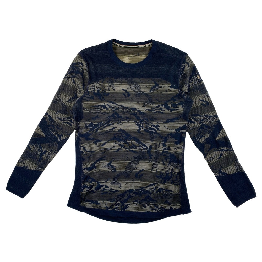 Smartwool Intraknit 200 Merino Base Layer Men's Large Navy Blue Mountain Graphic